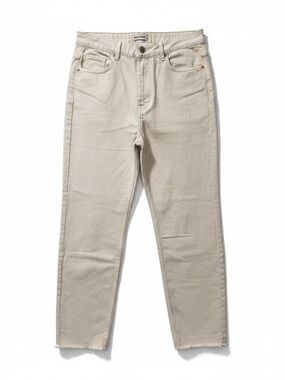 Nocturne High Waisted Jeans Ecru Cream Raw Hem Straight Leg Size M 38 NWT